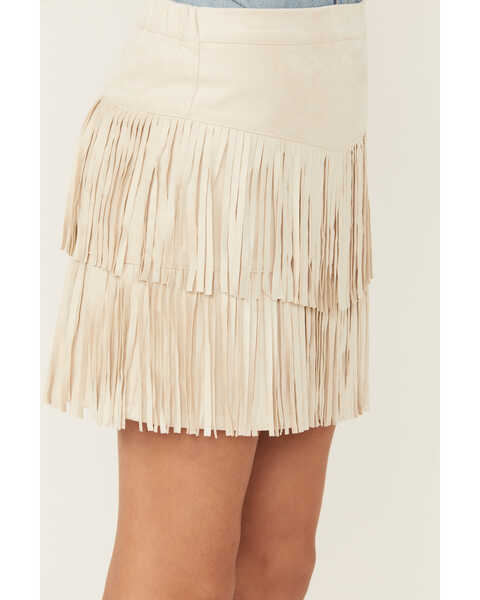 Image #2 - Trixxi Girls' Fringe Skirt , White, hi-res