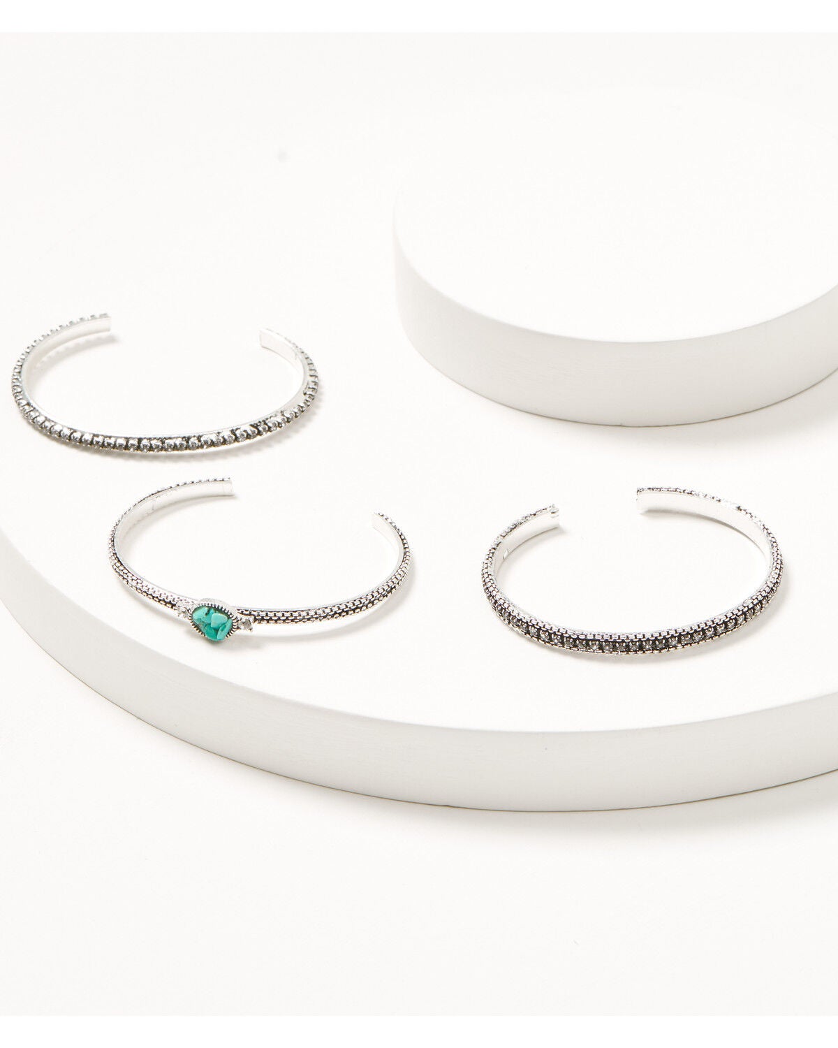 Image #1 - Shyanne Women's Rhinestone Cuff Bracelet Set - 3 Piece, Silver, hi-res