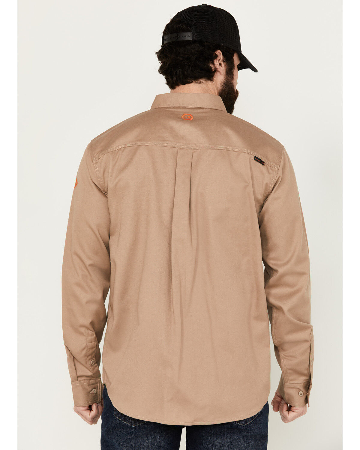 Image #4 - Hawx Men's FR Woven Long Sleeve Button-Down Work Shirt - Big, Beige, hi-res