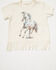 Image #1 - Shyanne Toddler Girls' Maisie Spotted Horse Fringe Short Sleeve Graphic Tee, Cream, hi-res