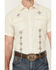Image #3 - Panhandle Men's Southwestern Embroidered Short Sleeve Pearl Snap Western Shirt, Natural, hi-res