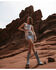 Image #1 - Understated Leather Women's Lil Mamma Scalloped Denim Leather Mini Skirt, Blue, hi-res