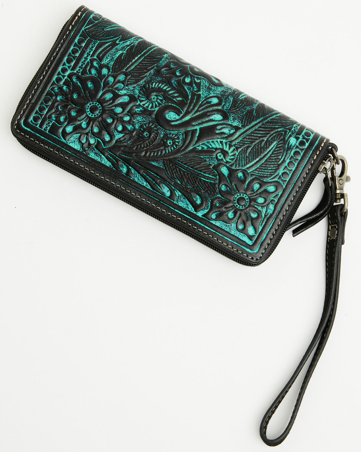 Image #3 - Shyanne Women's Tooled Leather Wristlet Wallet, Turquoise, hi-res