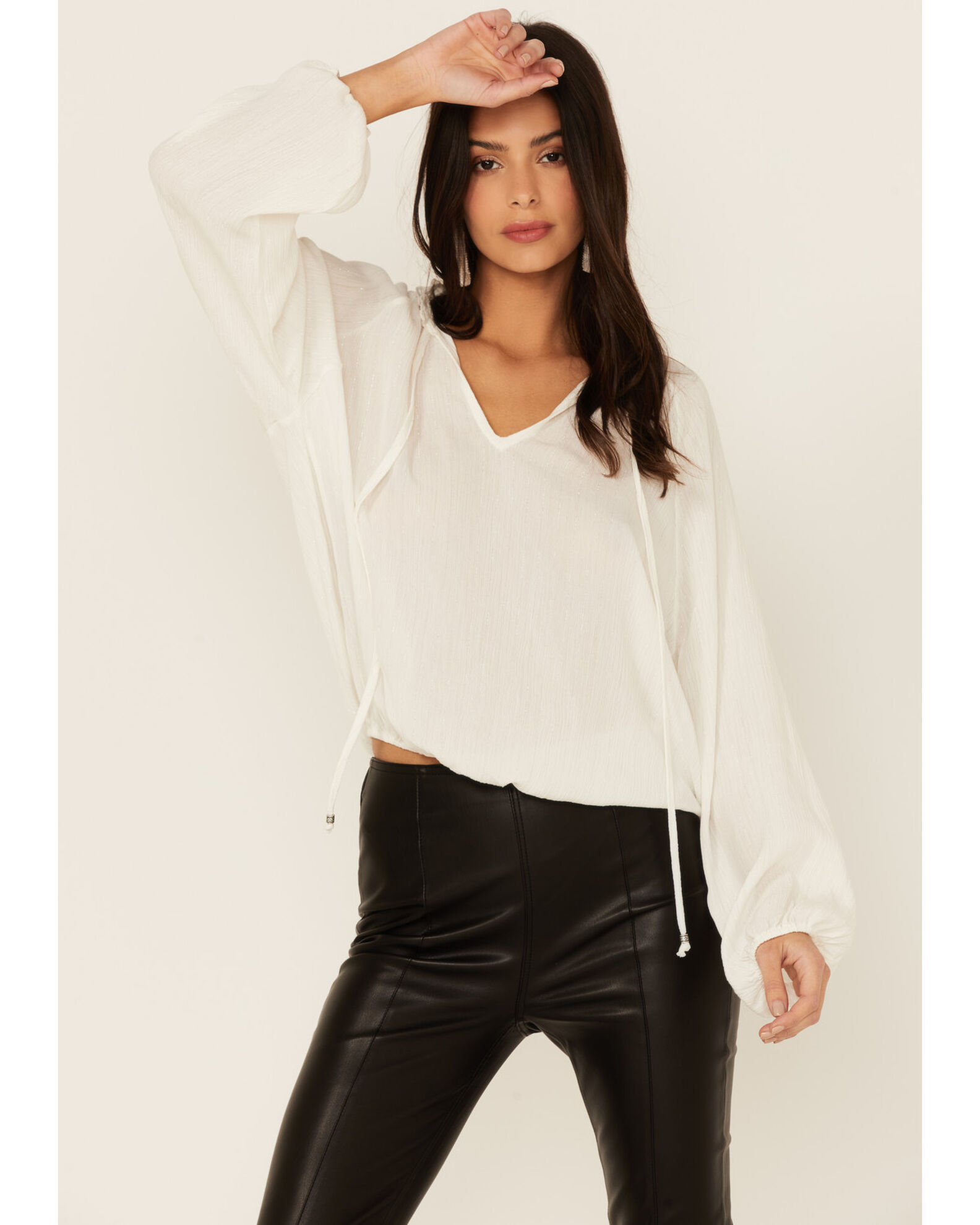 V neck 2025 peasant blouse