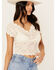 Image #2 - Shyanne Women's Flutter Sleeve Lace Crop Top, Cream, hi-res
