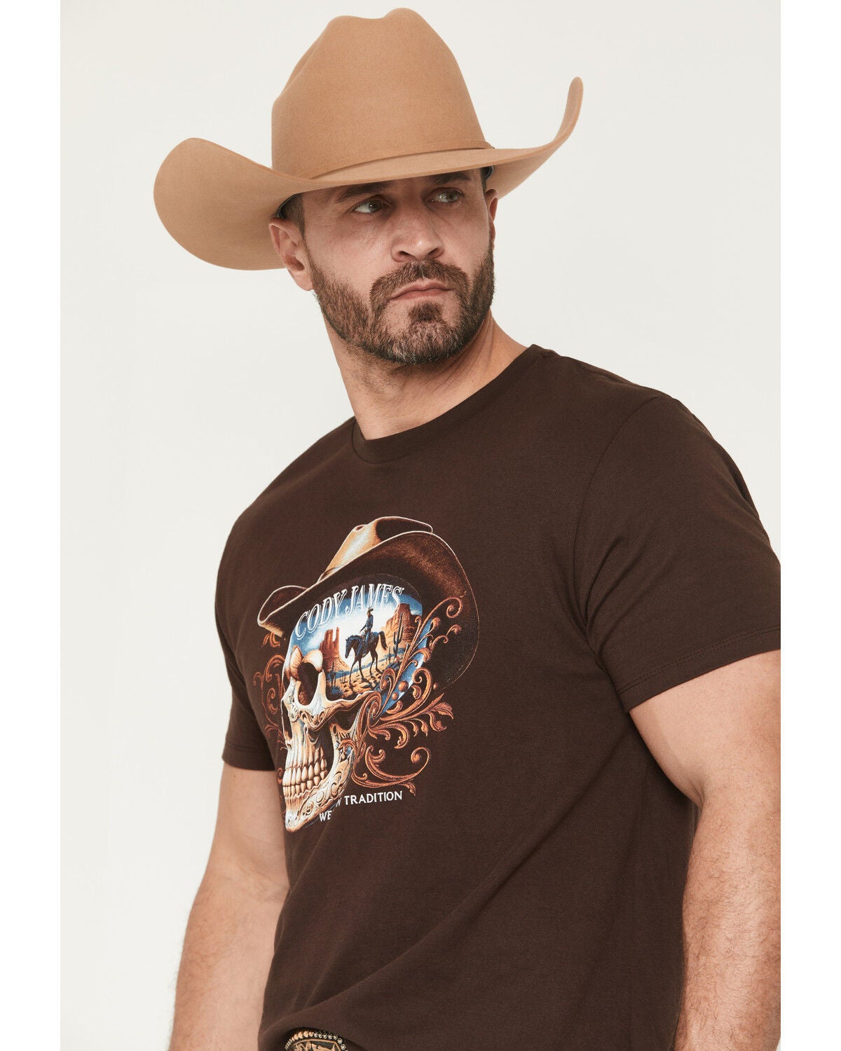 Image #2 - Cody James Men's Scenic Skull Head Short Sleeve Graphic T-Shirt, Dark Brown, hi-res