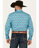 Image #4 - Rodeo Clothing Men's Boot Barn Exclusive Southwestern Print Long Sleeve Snap Western Shirt, Turquoise, hi-res