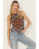 Image #1 - Shyanne Women's Bandana Print Halter Tank, Mahogany, hi-res