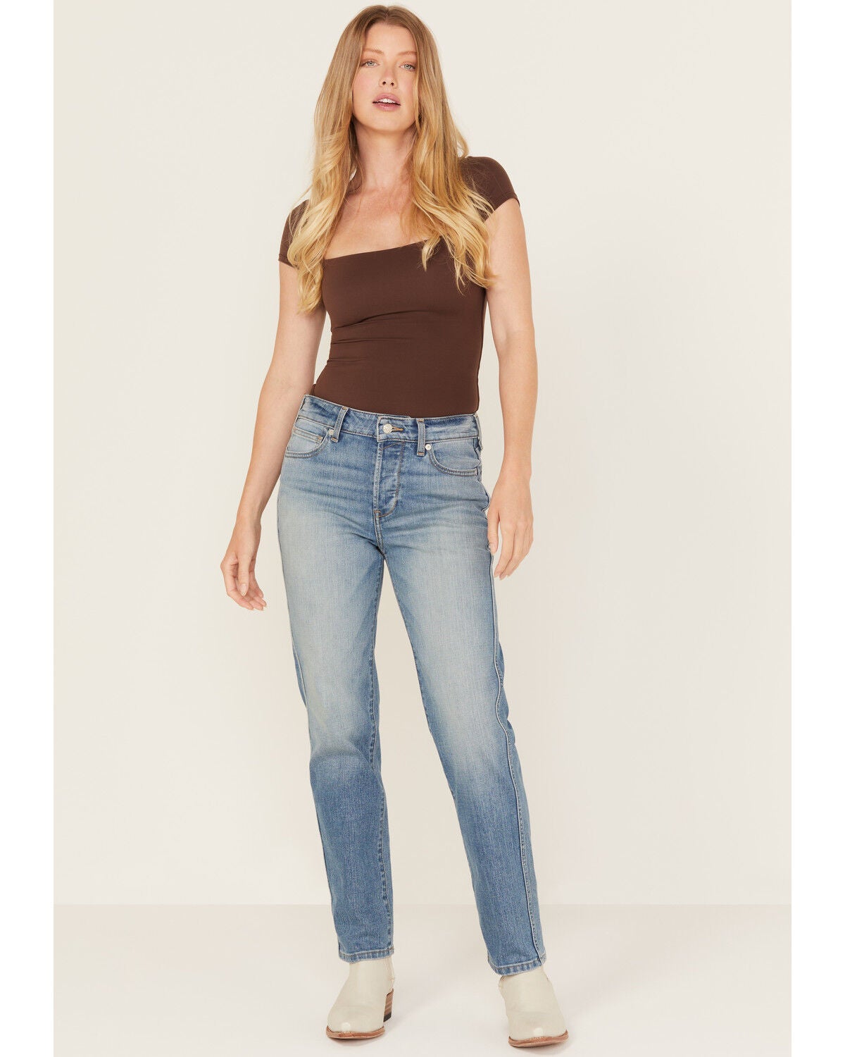 Ariat Women's Bridle Medium Wash High Rise Slim Straight Stretch Denim Jeans, Medium Wash, hi-res