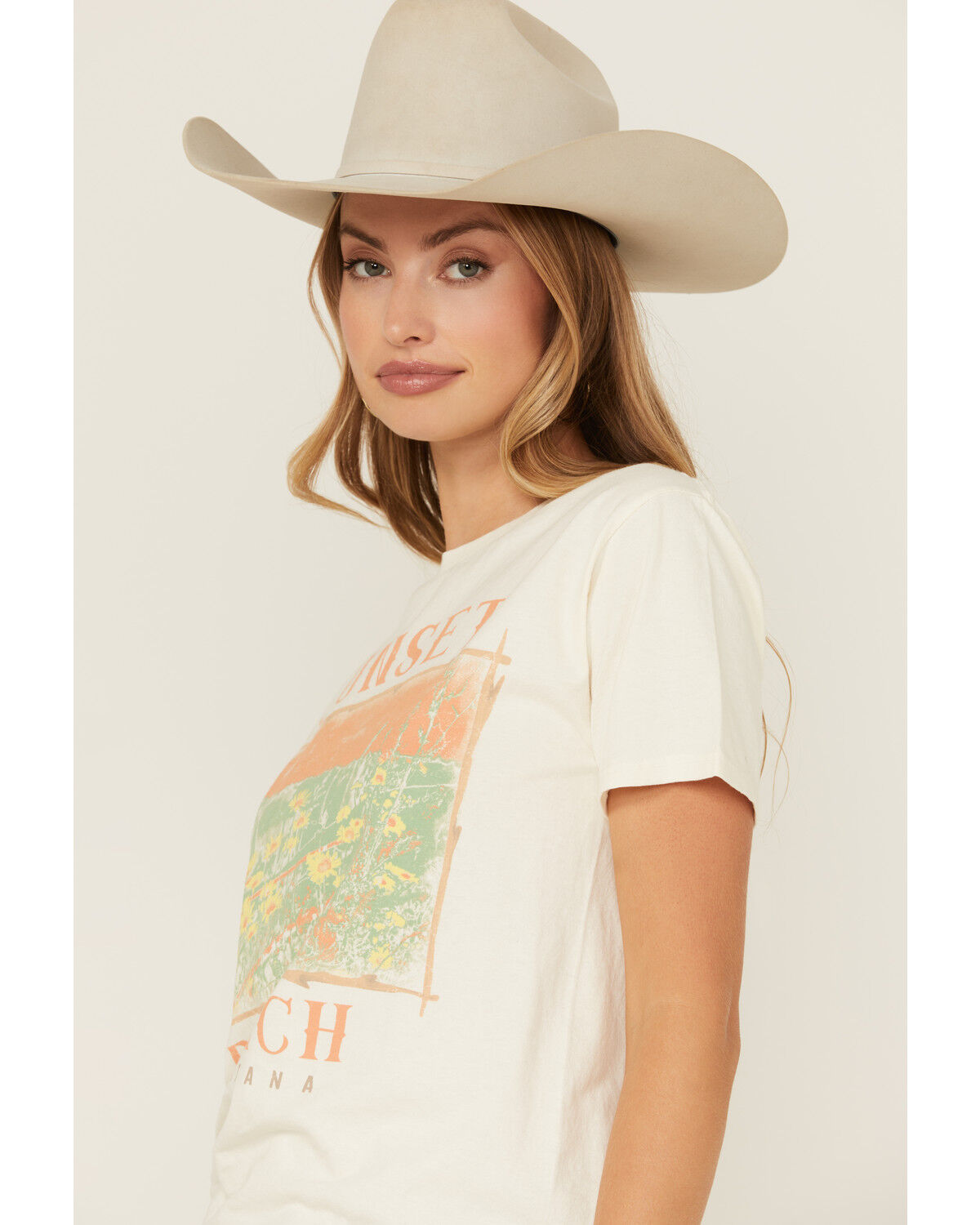 Image #2 - Cut & Paste Women's Sunset Short Sleeve Graphic Tee, Cream, hi-res