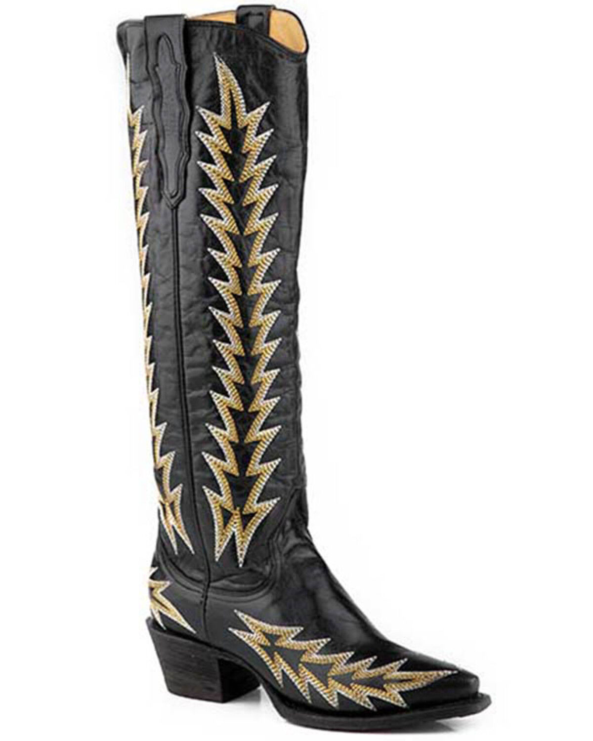 Image #1 - Stetson Women's Sarah Tall Western Boots - Snip Toe, Black, hi-res