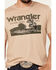 Image #3 - Wrangler Men's Boot Barn Exclusive Desert Logo Short Sleeve Graphic T-Shirt , Sand, hi-res