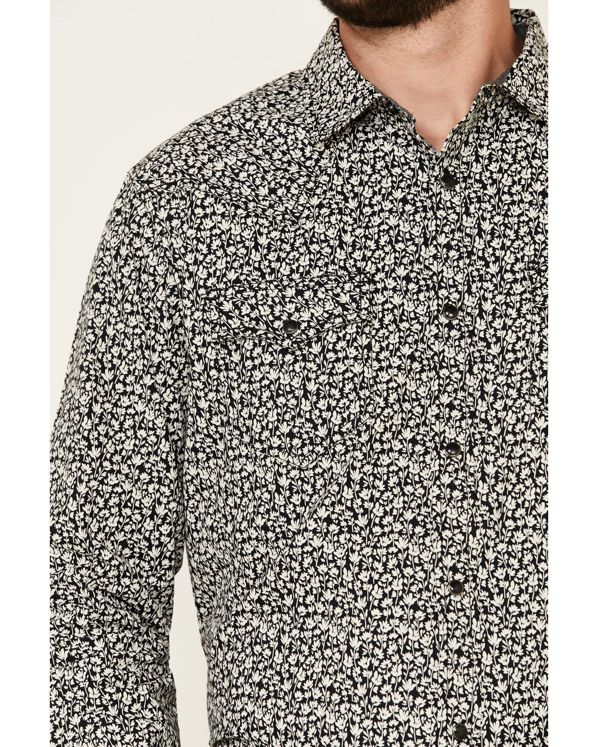 Image #3 - Cody James Men's Alyssum Floral Print Long Sleeve Snap Western Shirt, Black, hi-res