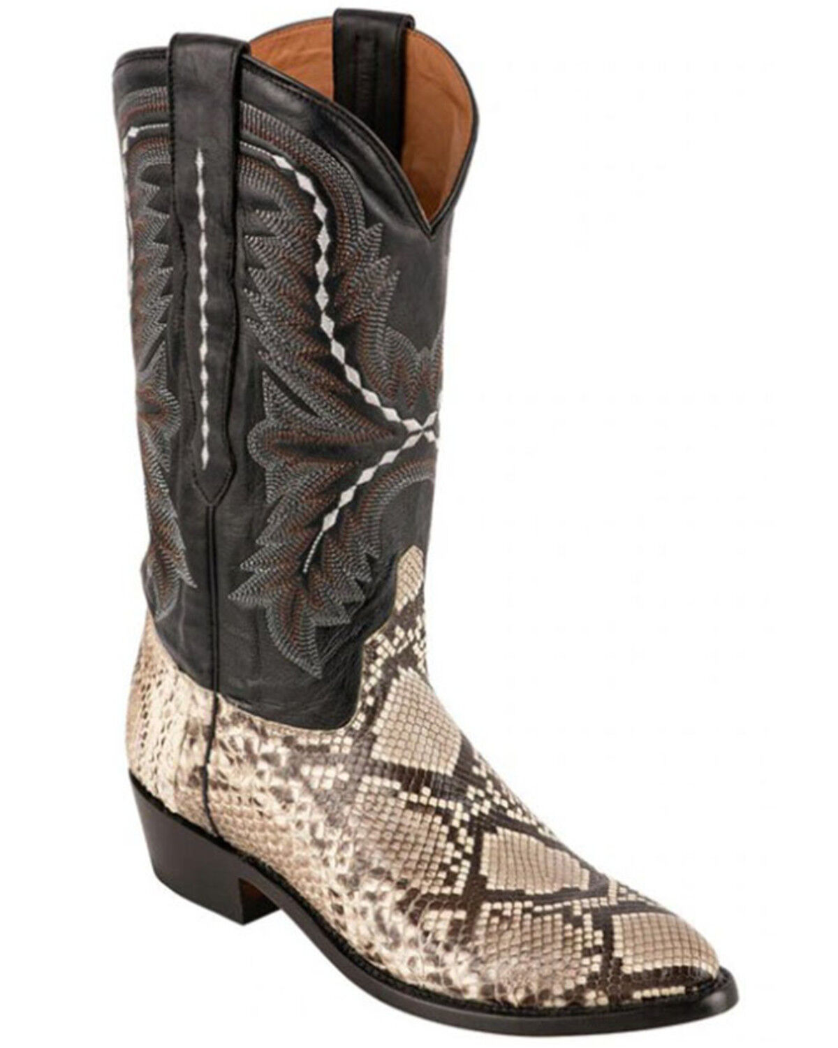 Image #1 - Lucchese Women's Stella Exotic Python Western Boots - Round Toe, Black/white, hi-res