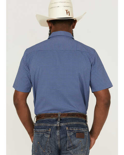 Image #4 - Kimes Ranch Men's Spyglass Mini Check Short Sleeve Button Down Western Shirt , Blue, hi-res