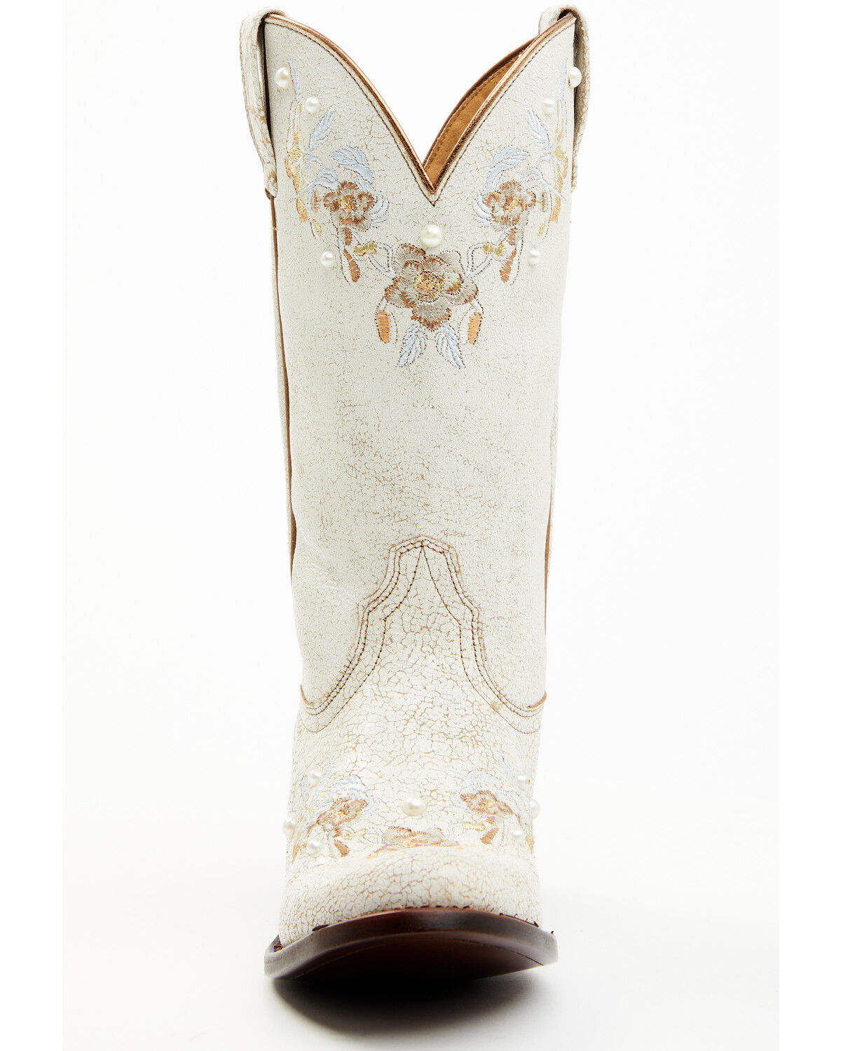 Image #4 - Shyanne Women's Byrdie Crack Embroidered Western Boots - Round Toe, Ivory, hi-res
