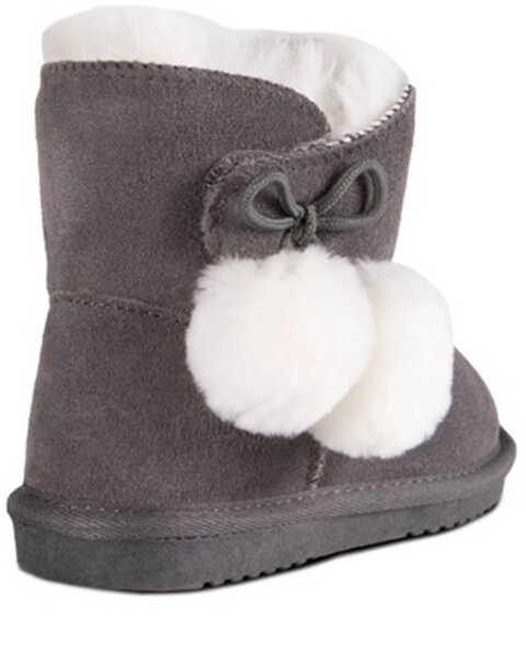 Image #4 - Cloud Nine Girls' Sheepskin Pom Pom Boots - Round Toe , Grey, hi-res