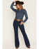 Image #1 - Wrangler Women's Emerie Dark Wash High Rise Bell Trouser Stretch Denim Riding Jeans, Dark Wash, hi-res