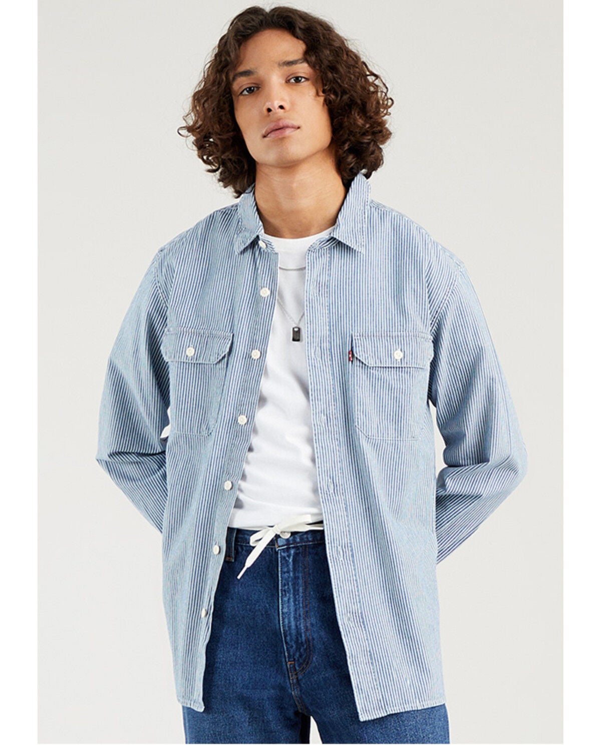 Hickory Stripe Rinse Long Sleeve Button 