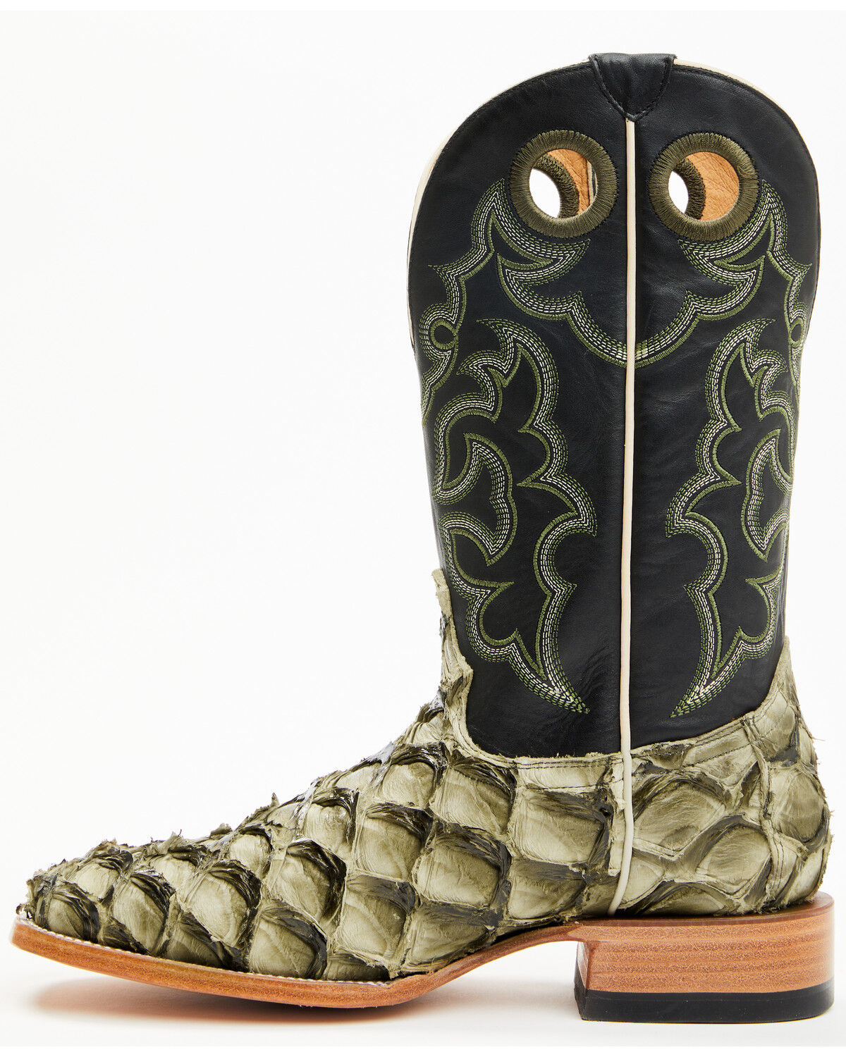 Image #3 - Cody James Men's Malaga Exotic Pirarucu Western Boots - Broad Square Toe, Olive, hi-res