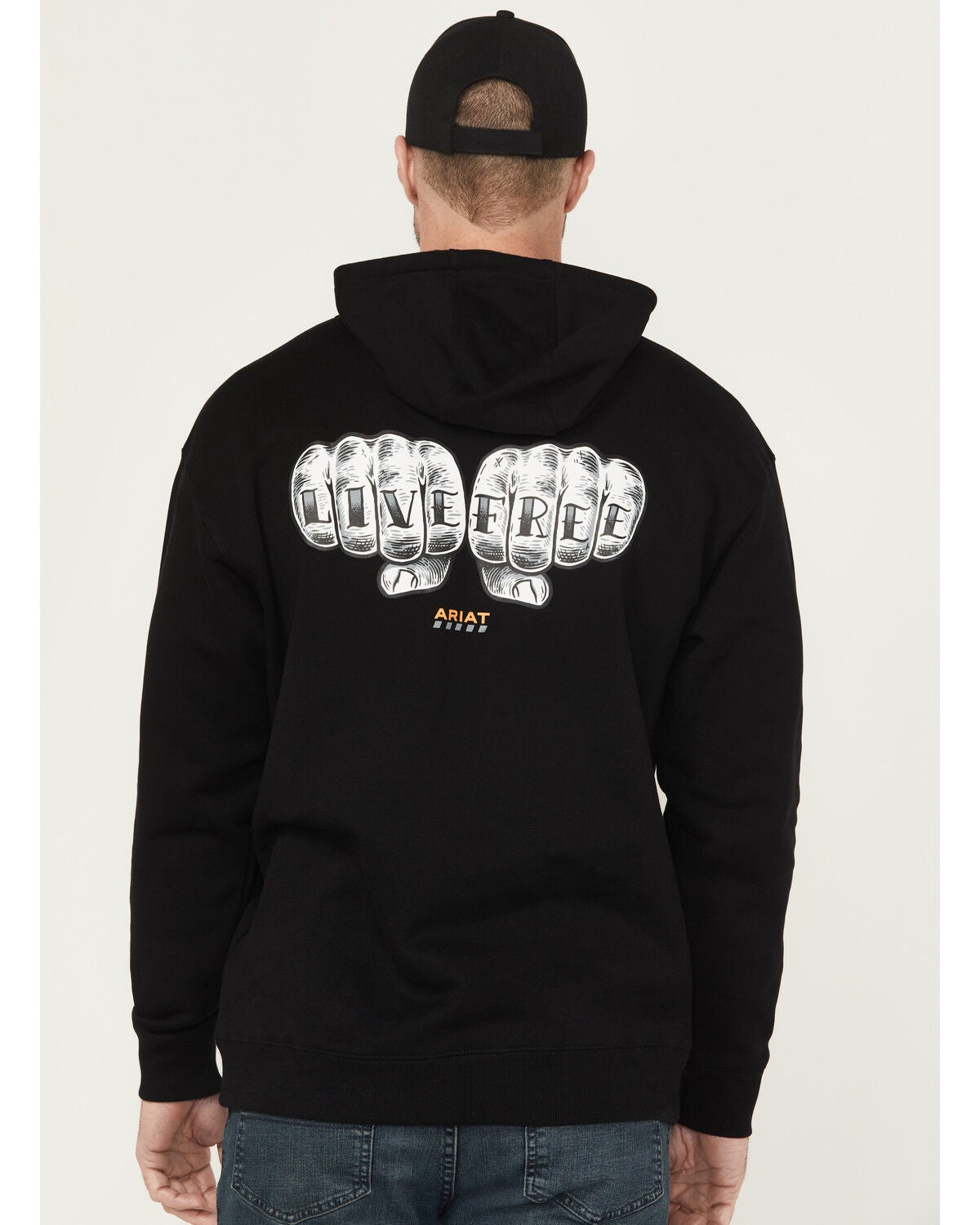 Ariat Men's Rebar Workman Bare Knuckle Hooded Sweatshirt, Black, hi-res