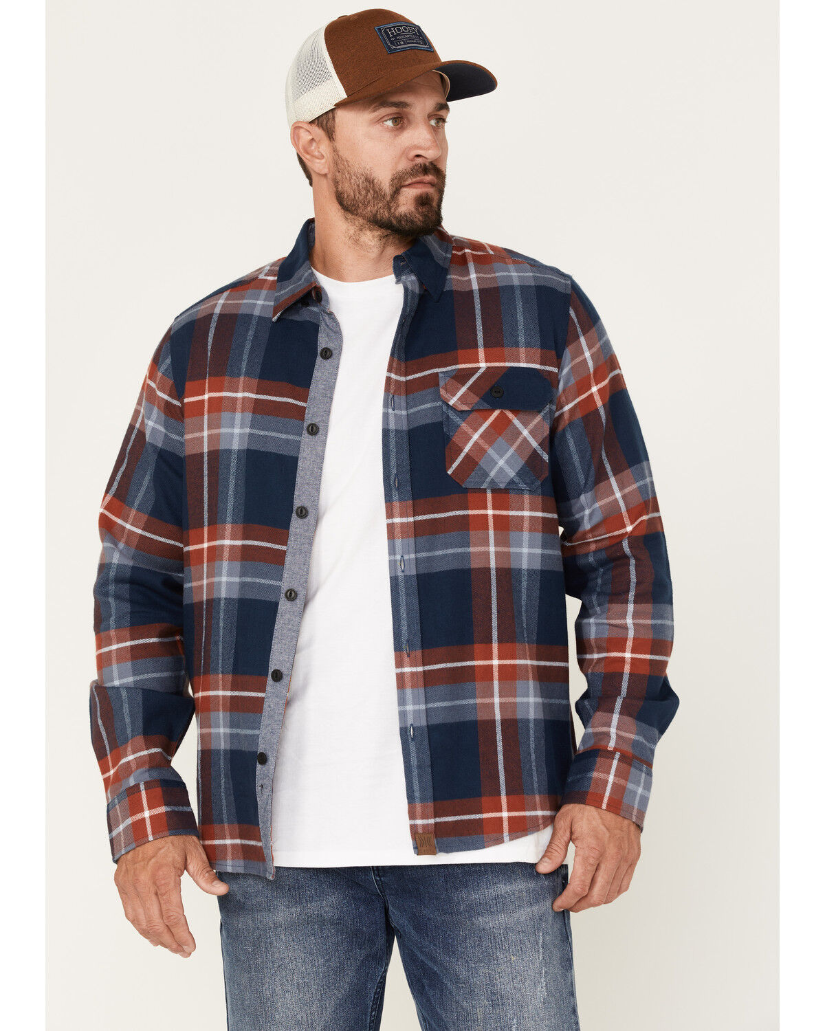 Image #1 - Dakota Grizzly Men's Brock Button Down Long Sleeve Flannel Shirt, Blue/red, hi-res