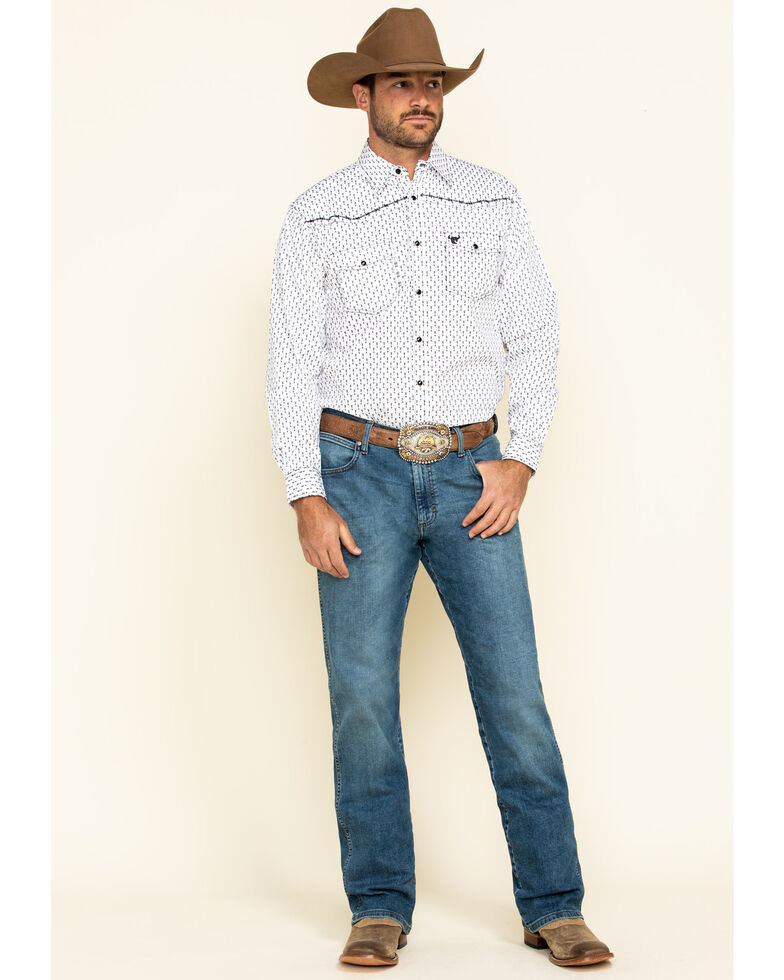 Cowboy Hardware Men S White Arrow Geo Print Long Sleeve Western