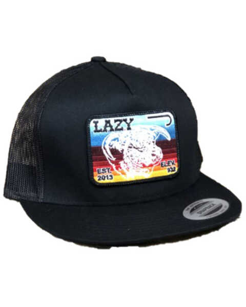 Lazy J Ranchwear Men's Serape Striped Elevation Mesh Back Ball Cap , Black, hi-res