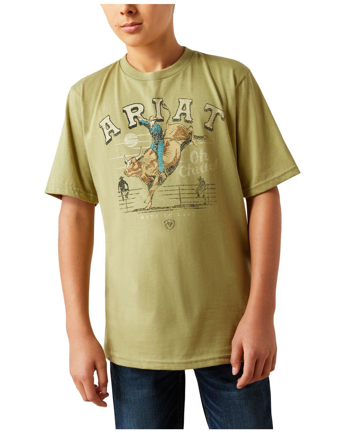 Image #1 - Ariat Boys' Oh Chute Short Sleeve Graphic T-Shirt, Green, hi-res