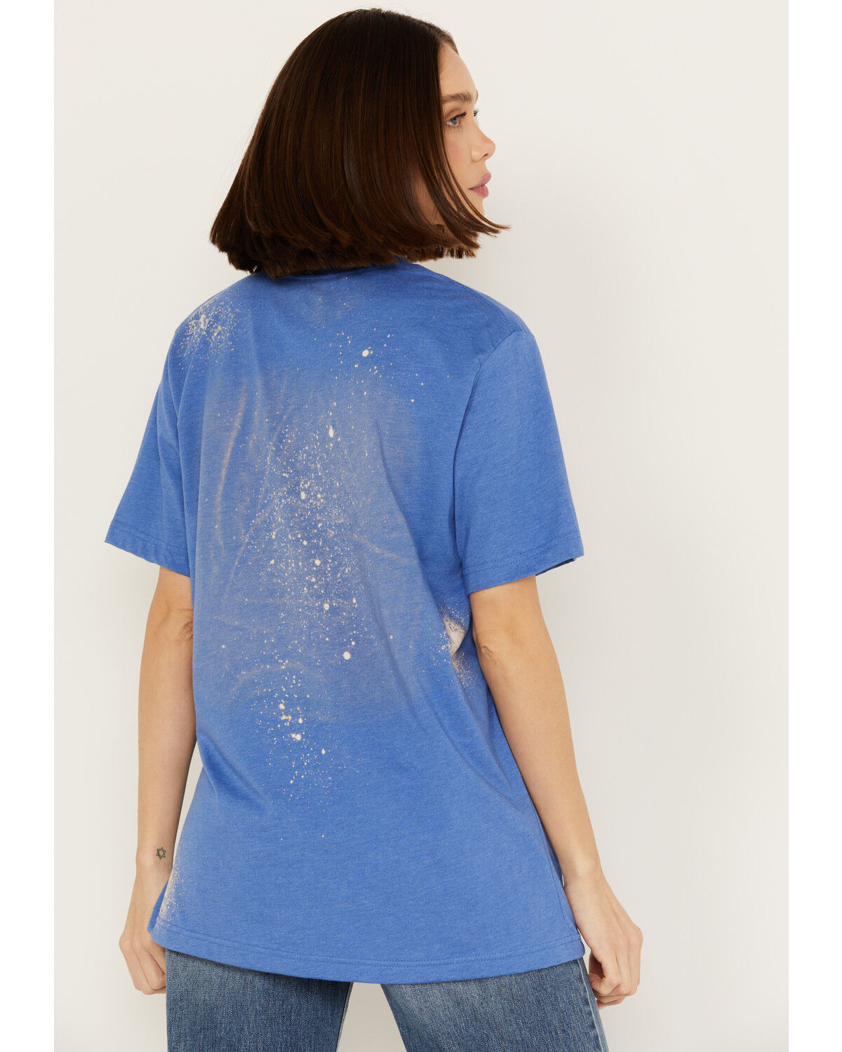 Image #4 - Bohemian Cowgirl Women's Bleach Americana Hats Short Sleeve Graphic Tee, Blue, hi-res
