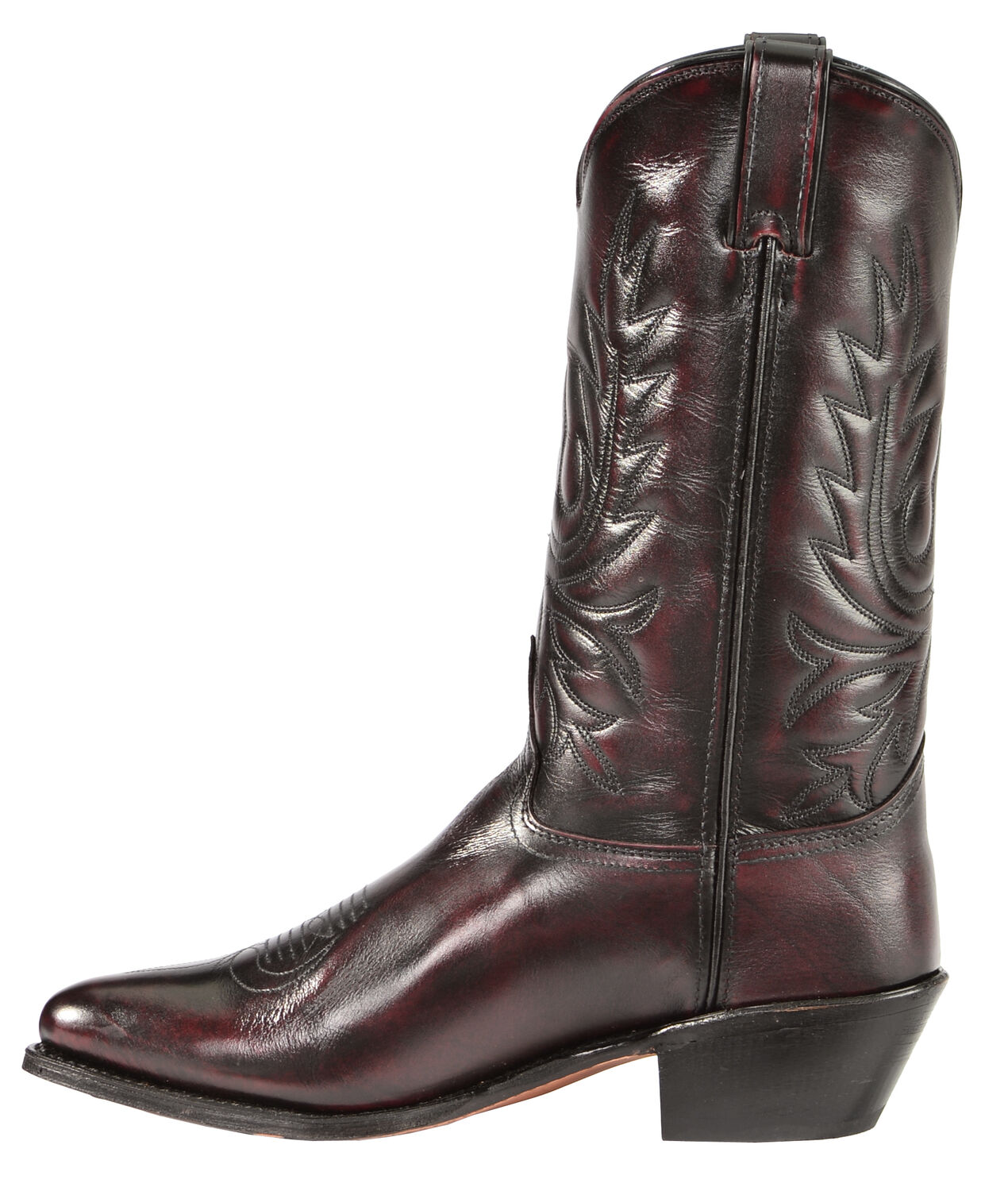 Image #3 - Abilene Black Cherry Polished Cowhide Boots - Round Toe, Black Cherry, hi-res