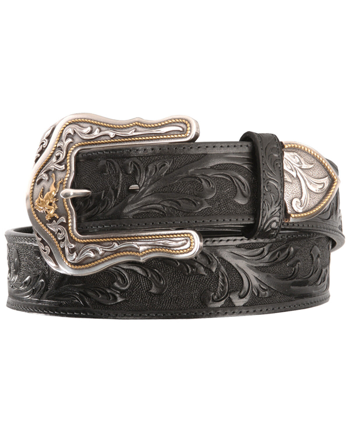 Image #1 - Tony Lama Men's Western Ride Leather Belt, Black, hi-res