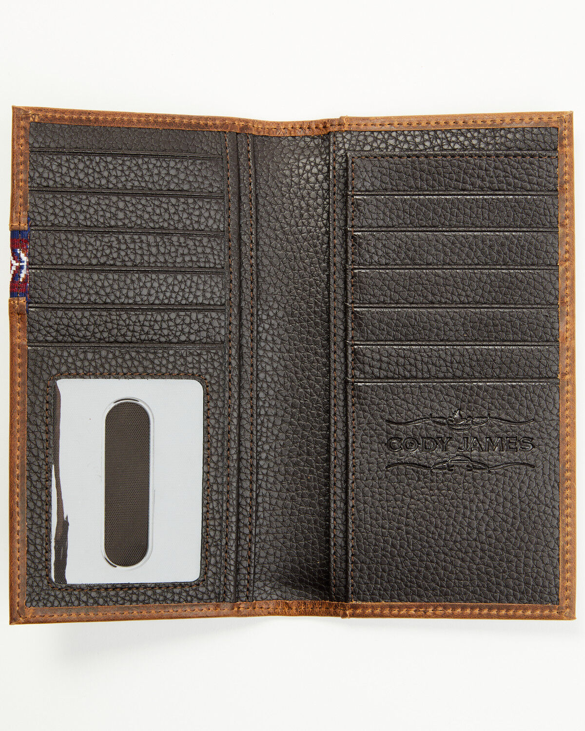 Image #2 - Cody James Men's Leroy Leather Southwestern Woven Inlay Rodeo Wallet, Brown, hi-res
