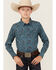Image #1 - Cody James Boys' Lasso Paisley Print Long Sleeve Snap Western Shirt, Blue, hi-res