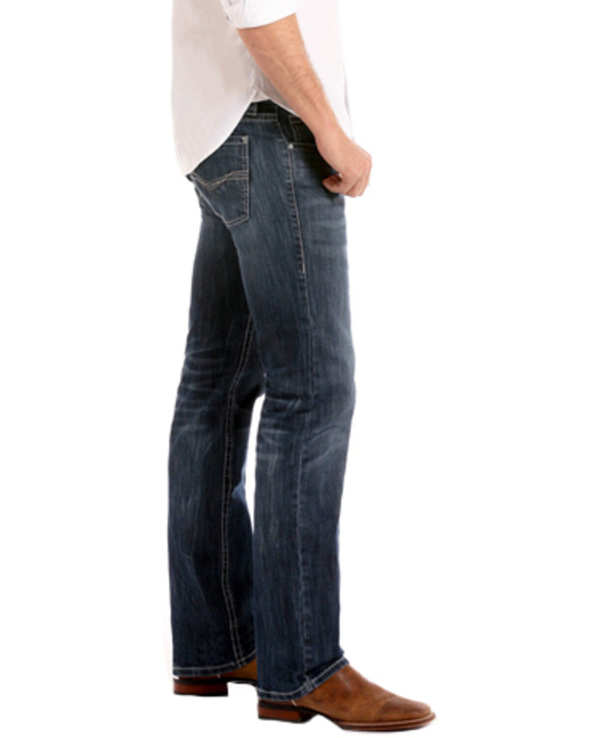 Image #6 - Rock & Roll Denim Men's Small "V" Reflex Revolver Slim Straight Jeans, Indigo, hi-res