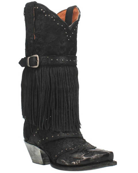 Image #1 - Dan Post Women's Bed Of Roses Western Boots - Snip Toe, Black, hi-res