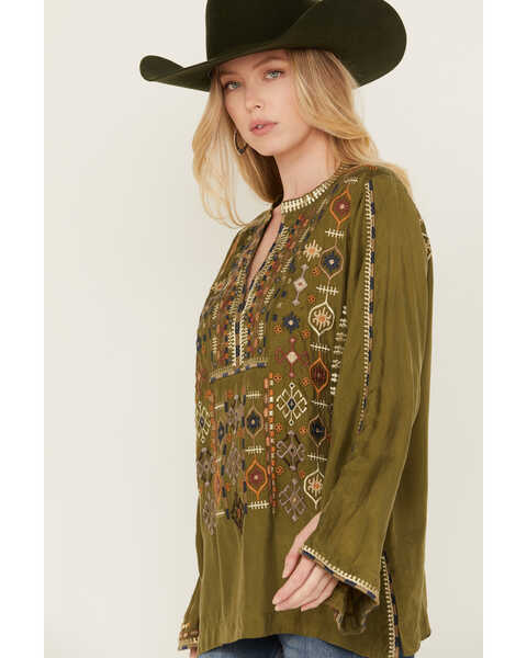 Image #2 - Johnny Was Women's Embroidered Long Sleeve Shirt , Green, hi-res