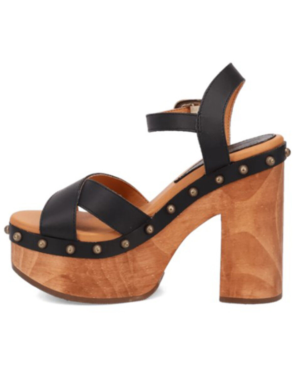 Image #3 - Dingo Women's Lotus Wooden Sandals, Black, hi-res