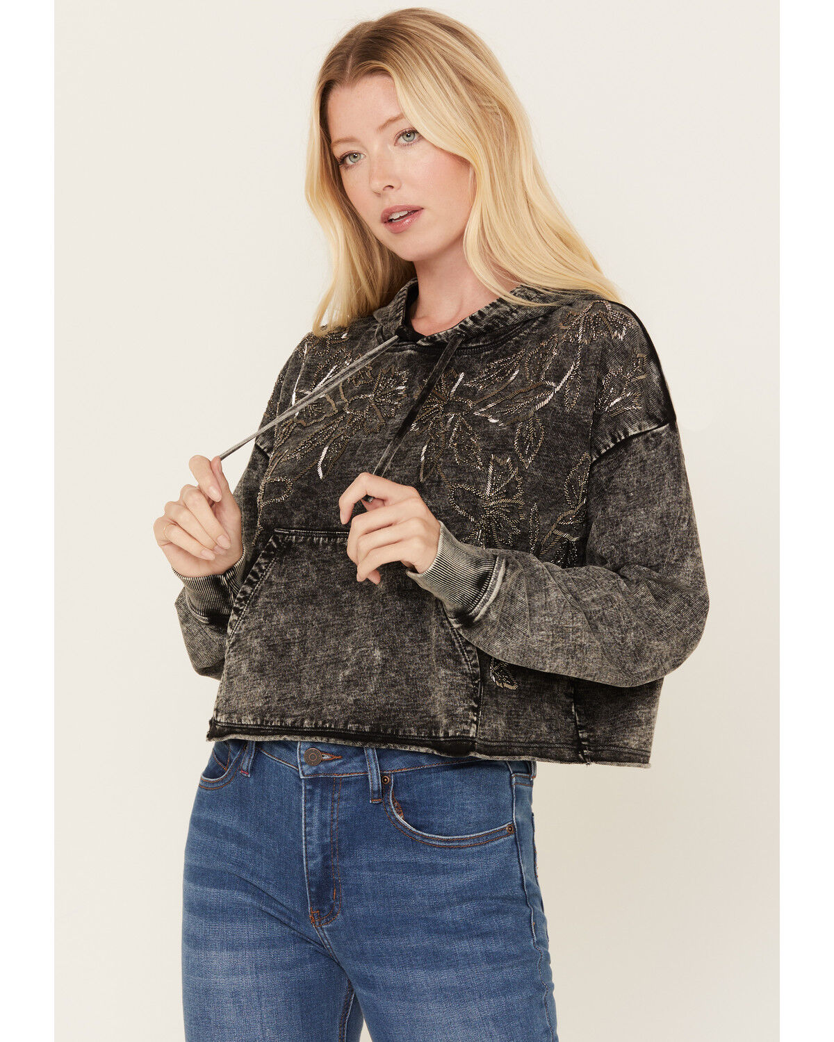 Image #1 - Idyllwind Women's Jensen Embroidered Hoodie, Charcoal, hi-res
