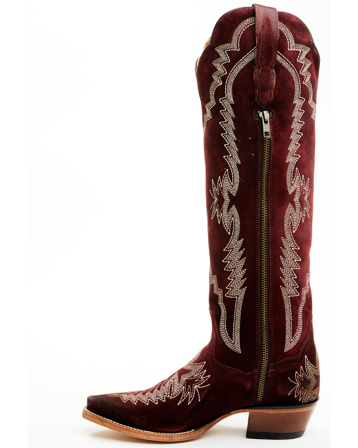 Image #3 - Dan Post Women's Marlowe Suede Western Boots - Snip Toe, Red, hi-res