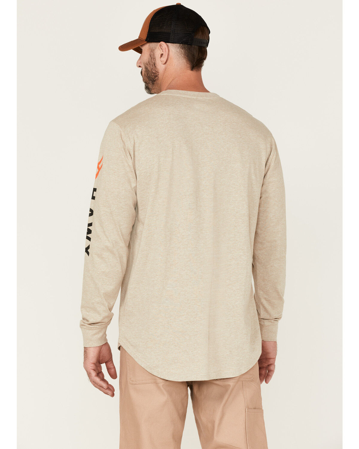 Image #4 - Hawx Men's Logo Graphic Long Sleeve Work T-Shirt - Taupe, , hi-res