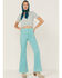 Rolla's Women's High Rise Eastcoast Corduroy Flare Jeans, Teal, hi-res