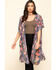 Image #4 - Angie Women's Stripe Floral Challis Kimono, Blue, hi-res