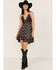 Image #1 - Free People Women's Adella Floral Print Sleeveless Slip Mini Dress, Black, hi-res