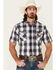 Jack Daniel's Men's Black Large Plaid Logo Short Sleeve Snap Western Shirt , Black, hi-res