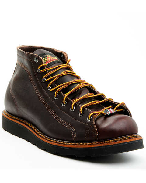 Thorogood Men's Walnut Roofer Work Boots - Soft Toe , Black, hi-res