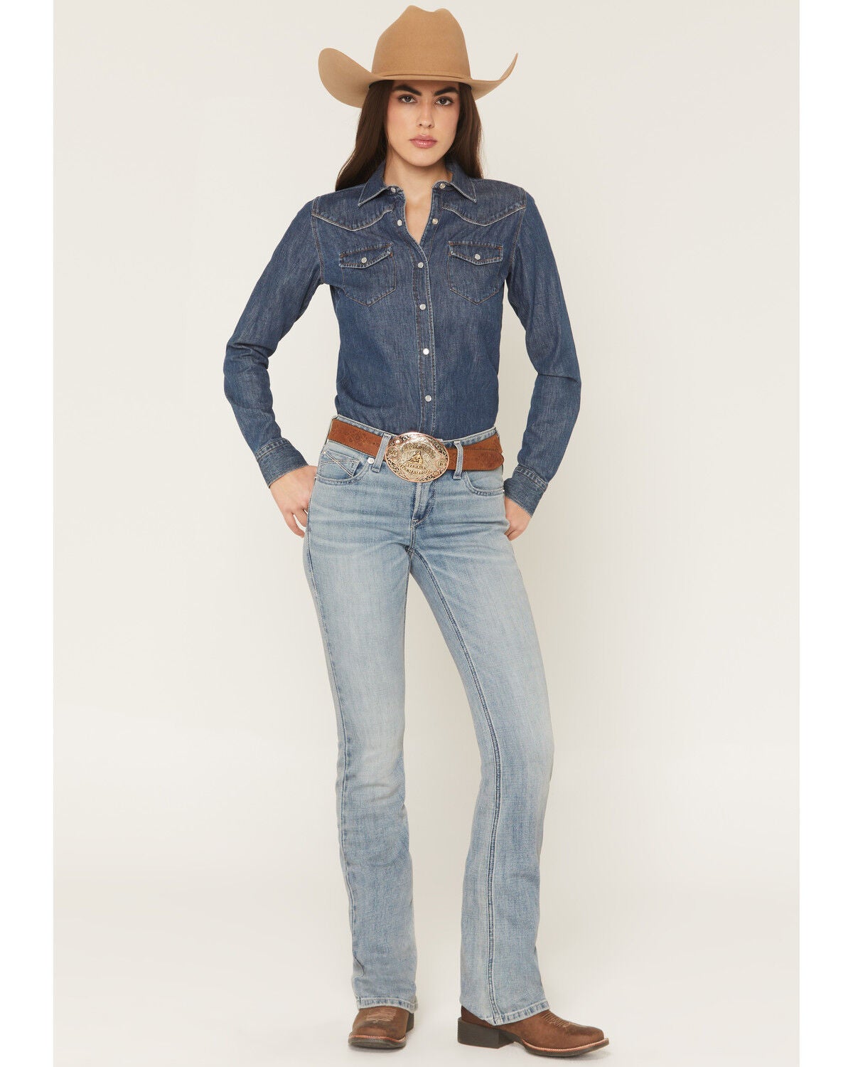 Image #1 - Ariat Women's Nayelli Medium Wash Perfect Rise Bootcut Stretch Denim Jeans, Medium Wash, hi-res