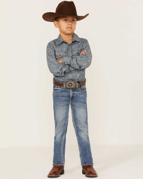 Image #1 - Cody James Boys' Jericho Medium Wash Stretch Slim Straight Jeans, Blue, hi-res