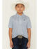Image #1 - Ariat Boys' AriatTEK Geo Print Short Sleeve Button-Down Polo, White, hi-res
