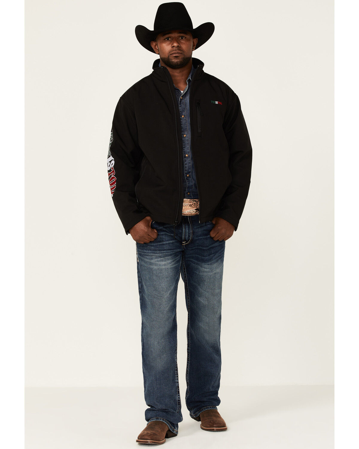 Image #2 - Resistol Men's Mexico Flag Logo Sleeve Zip-Front Softshell Jacket, , hi-res